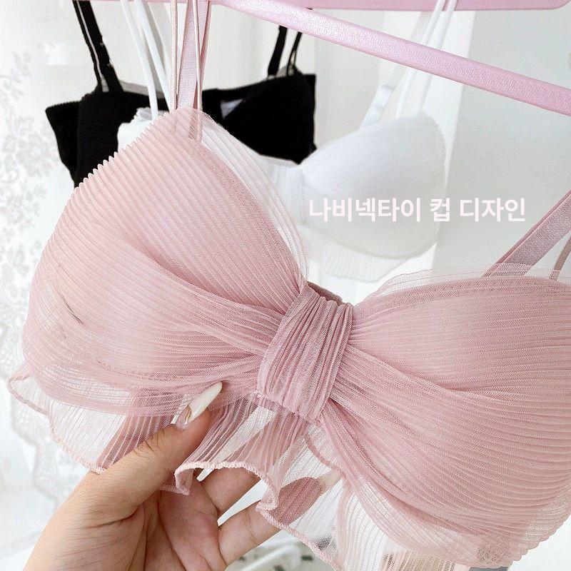 편안한 속옷 통기성 가벼운 여성 브레지어 여자 핑크 세트 36 80 AB통컵 - 상세 이미지 3