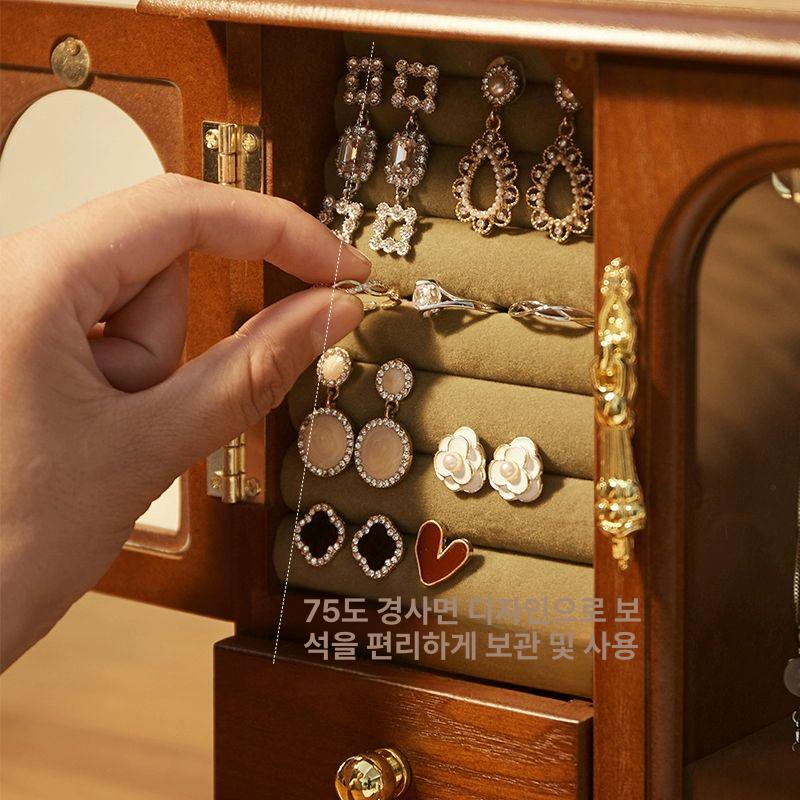 빈티지 악세사리 보관함 정리함 귀걸이함 보석상자 목걸이 여신 스타일 매직 하우스 보석함/스완 벨벳 원앙 문 - 상세 이미지 3