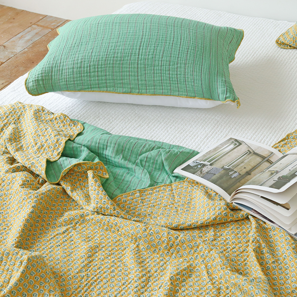 4중 거즈 클로버 스트라이프 양면사용 여름이불 겸 사계절 블랭킷 캠핑 담요 이불 미니