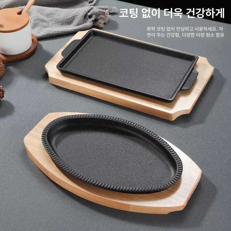일본 후라이팬 주방 무쇠 에그팬 무쇠팬 계란말이 볶음팬 25x17cm 두 귀 달걀형 087-1 - 상세 이미지 4