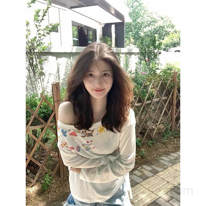 여성 대나무 코튼 긴팔 블라우스 여름 자외선 차단 오프숄더 스타일 루즈핏 통기성 좋은 시원한 착용감 데일리 캐주얼룩 - 상세 이미지 2