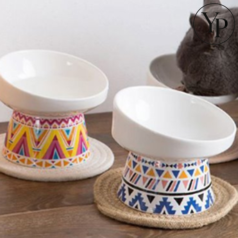 애완동물 도자기 식기 강아지 고양이 디자인 애견 밥그릇 수반 유리 급식기