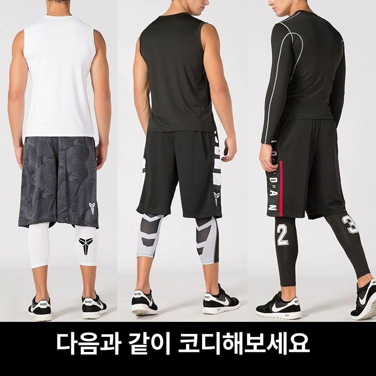쫄쫄이 반바지 타이즈 하의 기능성 스포츠웨어 농구 블랙JD 긴바지 S50.0kg 이하 - 상세 이미지 4