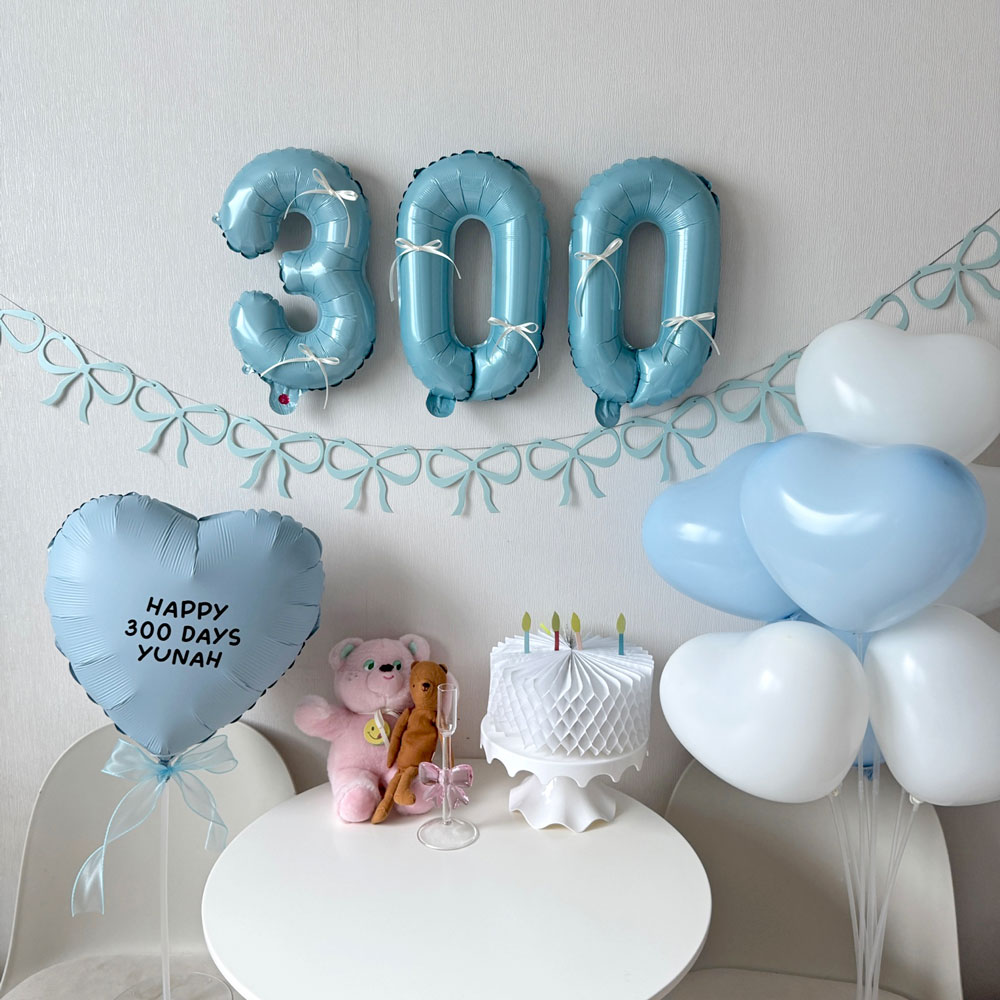 아기 300일 풍선 기념일 셀프촬영 풍선 레터링 블루 이미지 2