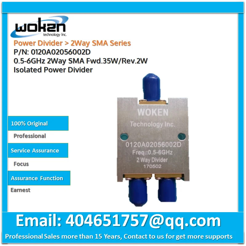 Woken 전력 분배기-2Way SMA 시리즈 절연 분배기 P/N 0120A02056002D 0.5-6GHz 2Way Fwd.35W/Rev.2W