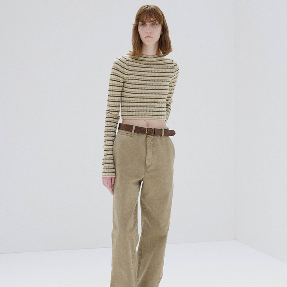 오라리 우먼즈 니트 SHETLAND WOOL CASHMERE RIB KNIT BOAT-NECK P/O 25FW - 상세 이미지 4
