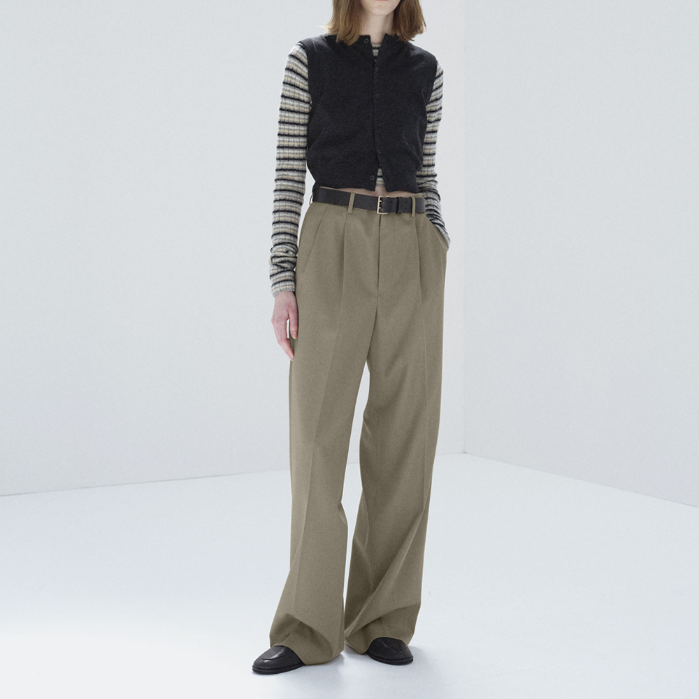 오라리 우먼즈 바지 LIGHT WOOL MAX GABARDINE TWO-TUCK SLACKS 25FW - 상품 이미지