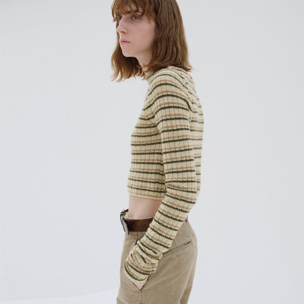 오라리 우먼즈 니트 SHETLAND WOOL CASHMERE RIB KNIT BOAT-NECK P/O 25FW - 상세 이미지 3