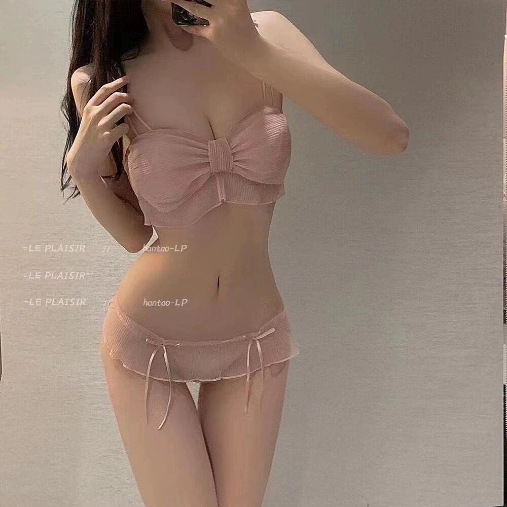 편안한 속옷 통기성 가벼운 여성 브레지어 여자 핑크 세트 36 80 AB통컵 - 상세 이미지 4