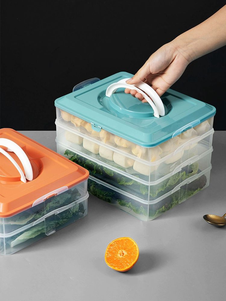 사각 만두 보관통 반찬통 김밥 밀폐 계란 용기 노르딕블루-4겹 2커버 - 상세 이미지 4