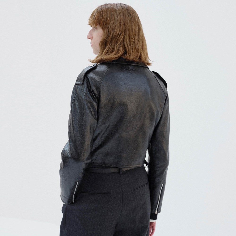 오라리 우먼즈 자켓 LAMB LEATHER CROPPED RIDERS JACKET 25FW - 상세 이미지 4