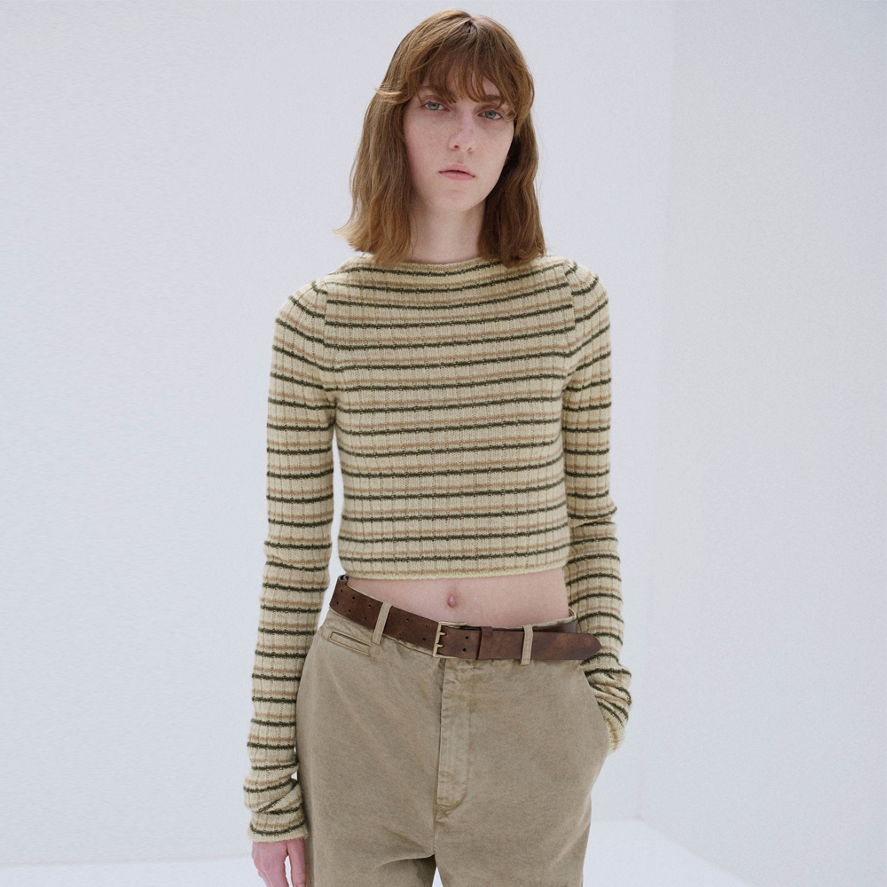 오라리 우먼즈 니트 SHETLAND WOOL CASHMERE RIB KNIT BOAT-NECK P/O 25FW