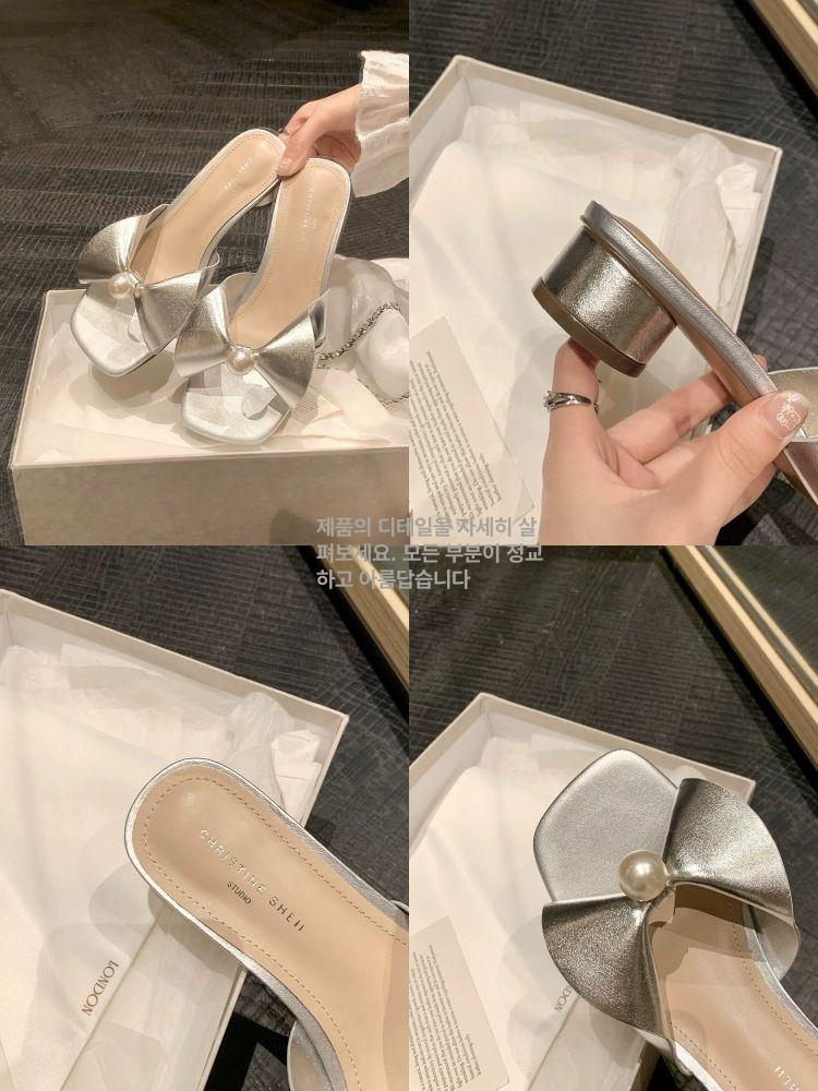 슬리퍼 발편한 패션 플랫폼 라탄 키높이 아치형 푹신한 실버 재고 34 - 상세 이미지 5