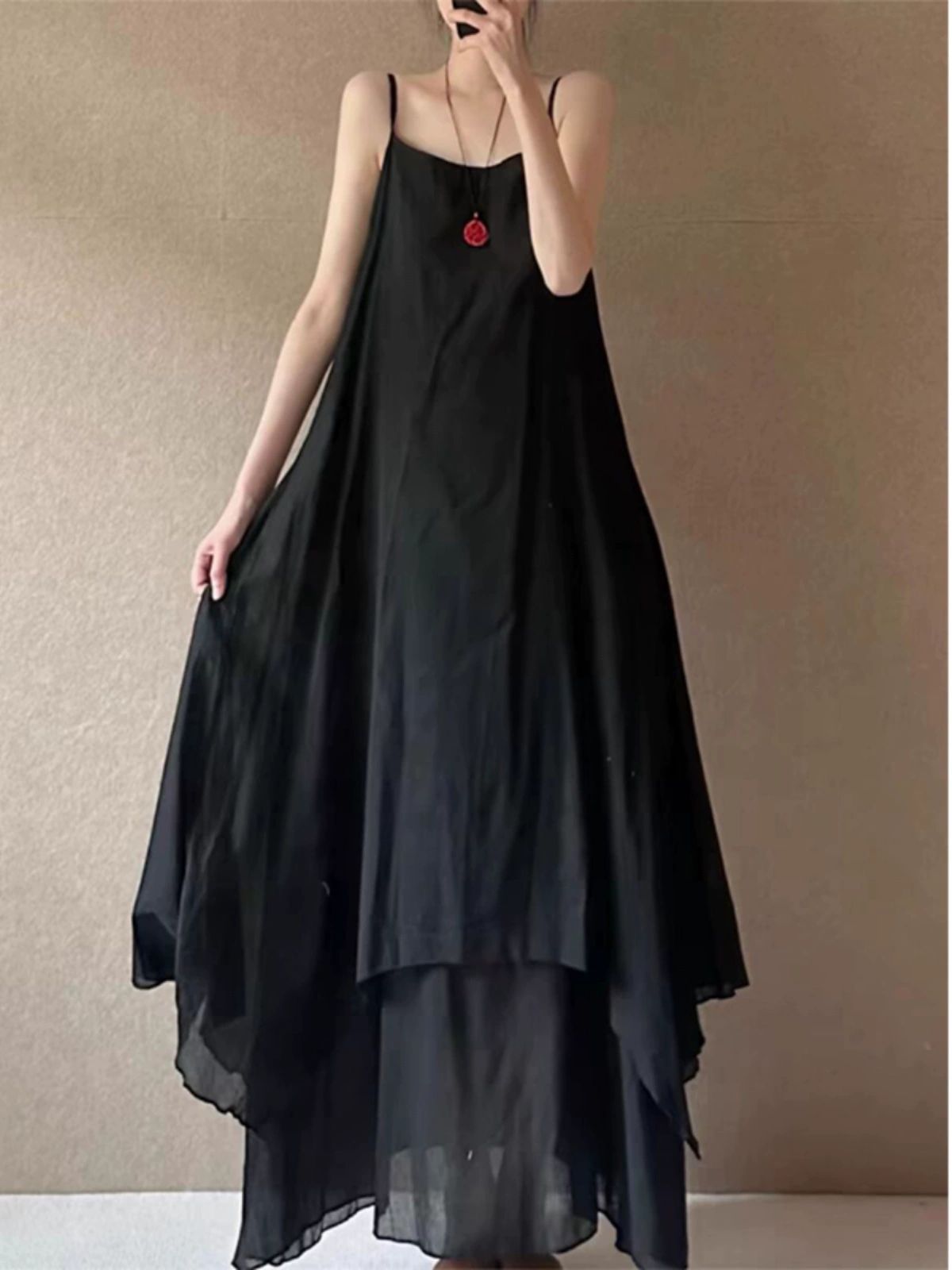 여성 나시 레이어드 스퀘어넥 민소매 캡소매 슬리브리스 화이트 고품질판 L 추천 45.0-55.0kg - 상세 이미지 4