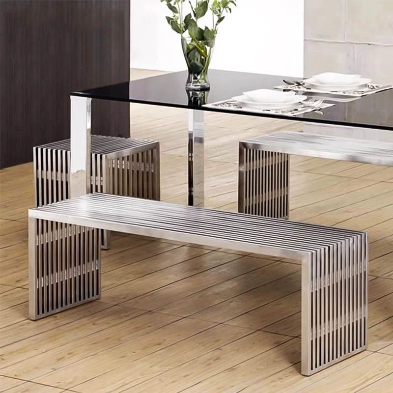 스테인레스 벤치의자 카페 테라스 야외 대기실 긴의자 긴 의자 W120xD39xH42.5cm - 상품 이미지