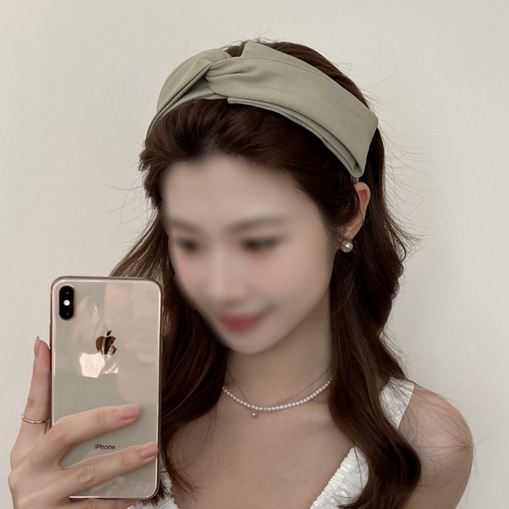 여성 여름 리본머리띠 와이드 헤어밴드 넓은 반다나헤어밴드 헤어터번 천 패브릭 - 상세 이미지 3