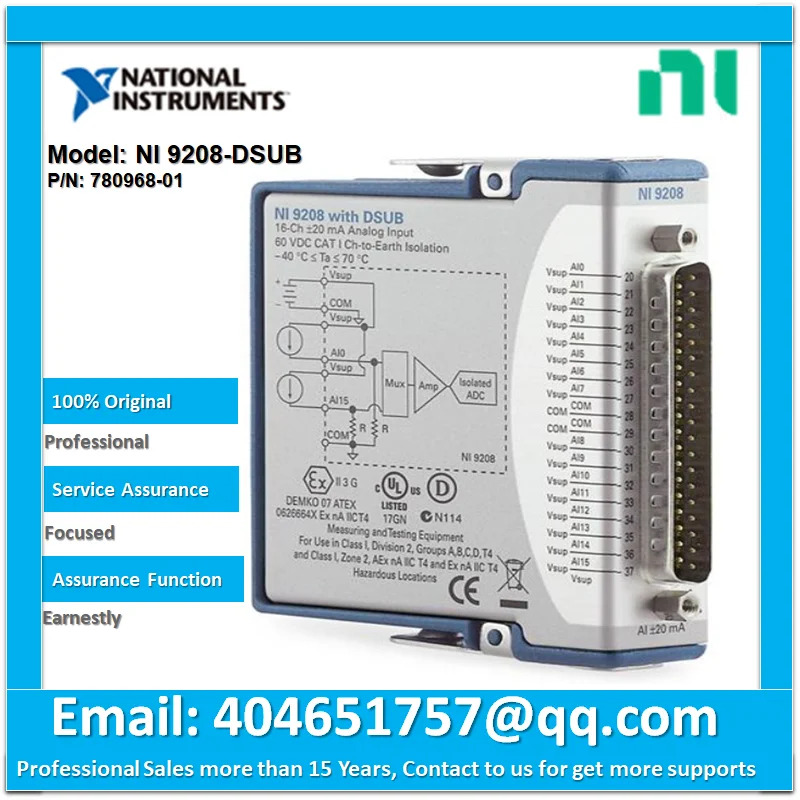 NI 9208 아날로그 입력모듈 DSUB 16 채널 20 mA 24 비트