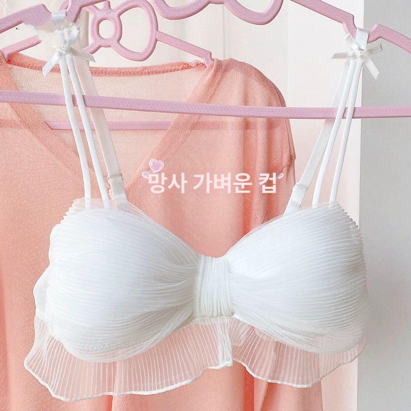 편안한 속옷 통기성 가벼운 여성 브레지어 여자 핑크 세트 36 80 AB통컵 - 상세 이미지 2