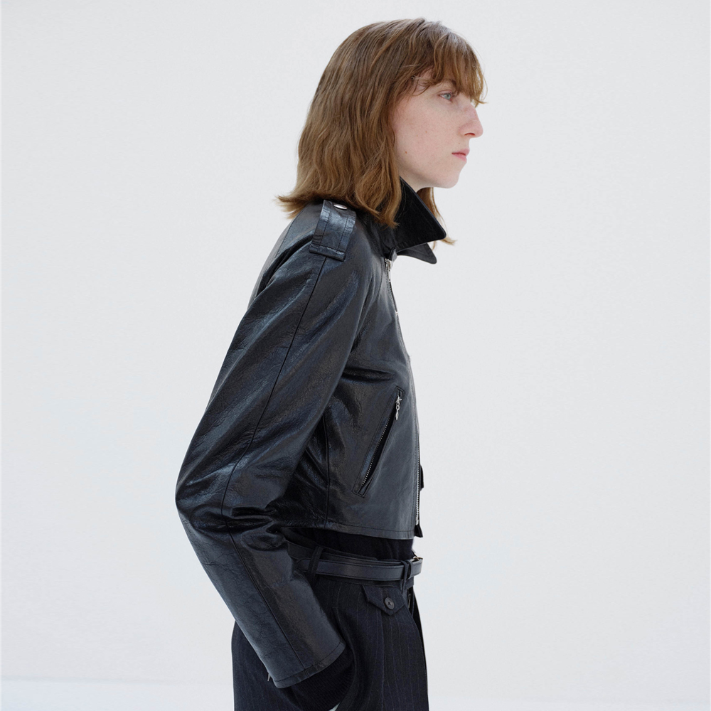 오라리 우먼즈 자켓 LAMB LEATHER CROPPED RIDERS JACKET 25FW - 상세 이미지 3