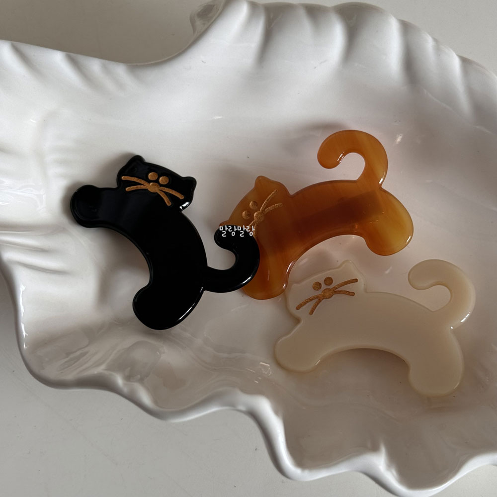 귀여운 고양이 삔 옆머리헤어핀 단발 머리핀 셀룰로오스집게핀 - 상세 이미지 2