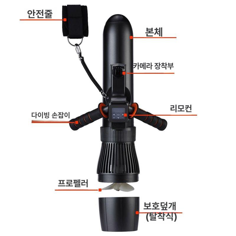 제트팩 수중스쿠터 스쿠버 다이빙 수상 수중모터 장비 500W 10000mAh 24V+핸들 - 상세 이미지 4