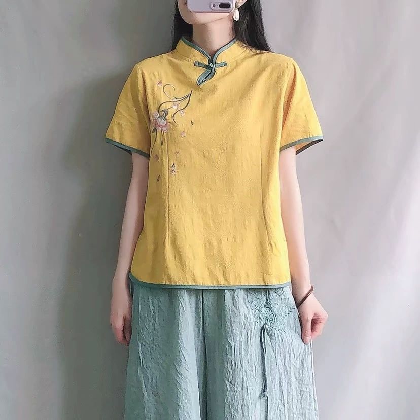다도 상의 빅사이즈 긴팔 치파오형 트렌디 명상복 민소매 화이트 M 추천 40.0-50.0kg - 상세 이미지 5