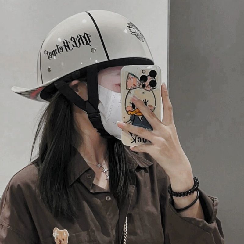 스냅백헬멧 바이크 하이바 무늬 라이딩 오픈페이스 그레이 인디언 송풍경+마스크 영상 동일 M - 상세 이미지 5