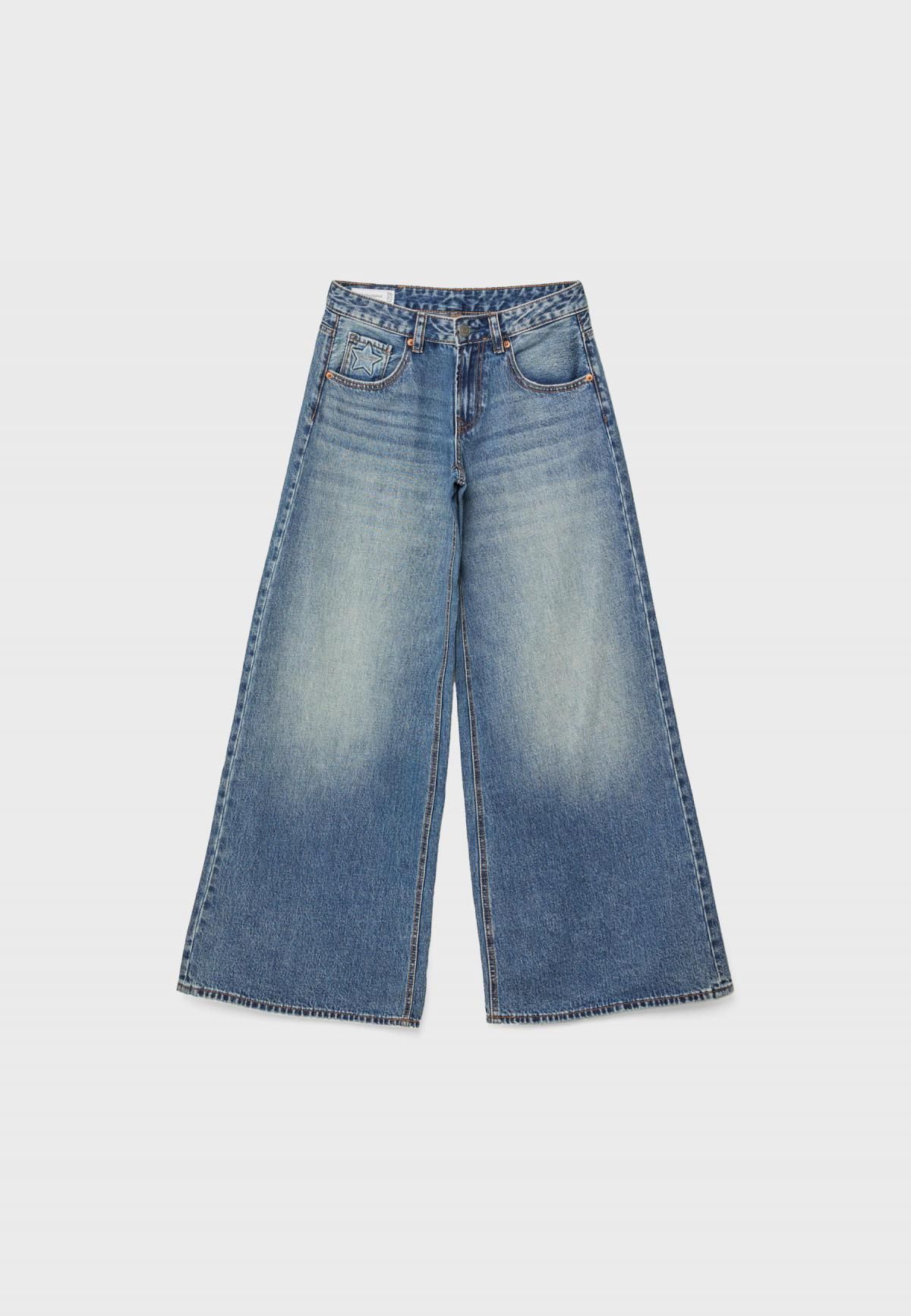 스트라디바리우스 Y2K 데님 로우웨이스트 와이드핏 청바지 4860/881 MEDIUM BLUE DENIM - 상세 이미지 2