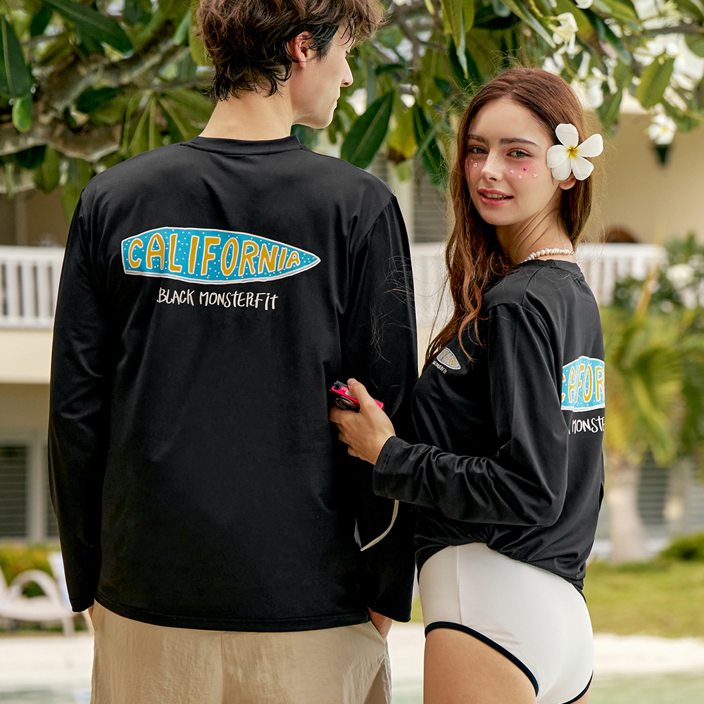 블랙몬스터핏 남성 여성 래쉬가드 커플 비치웨어 루즈핏 긴팔 빅사이즈 상의
