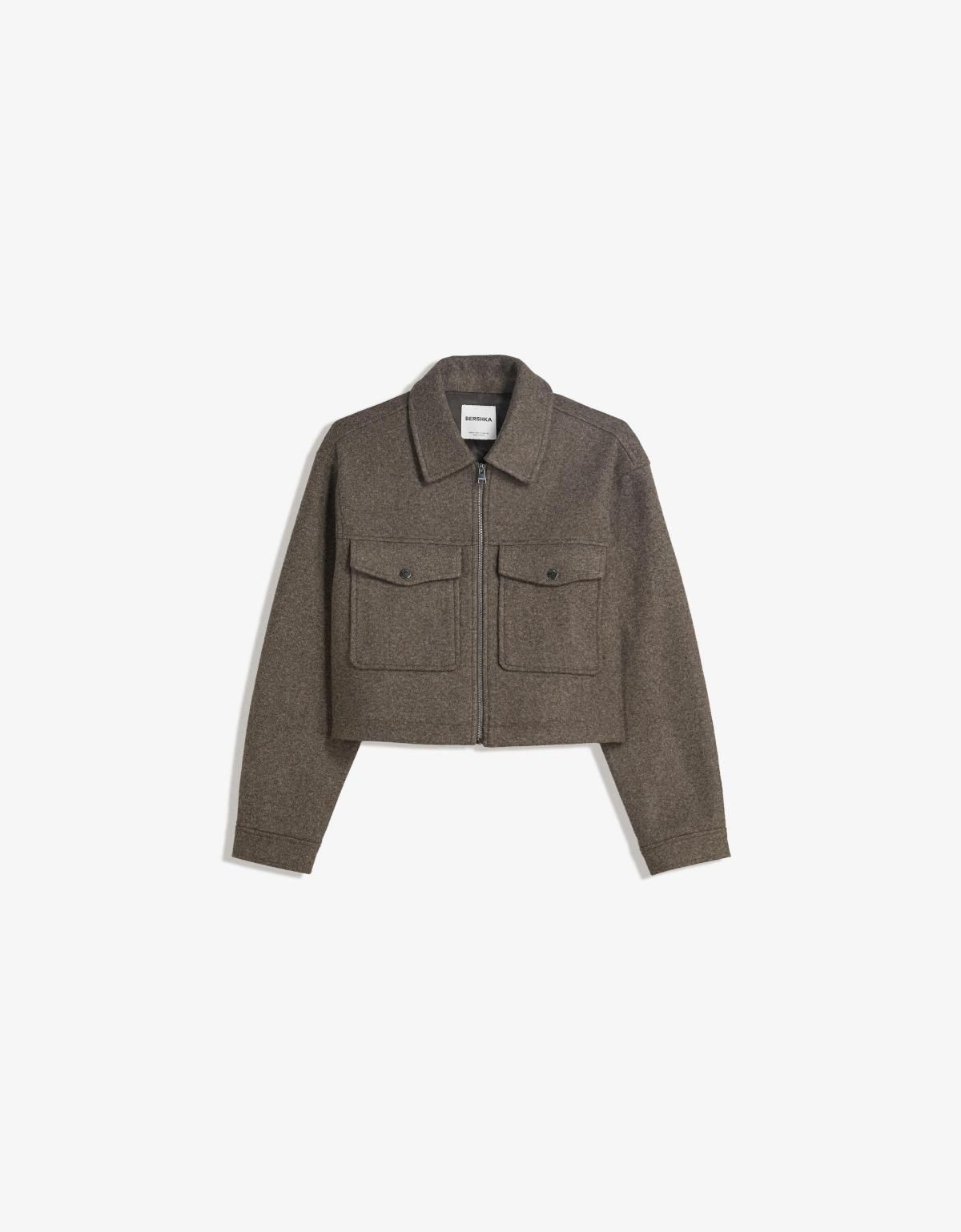 버쉬카 크롭 소프트 펠트 텍스처 테일러드 재킷 6607/741 BROWN - 상세 이미지 2