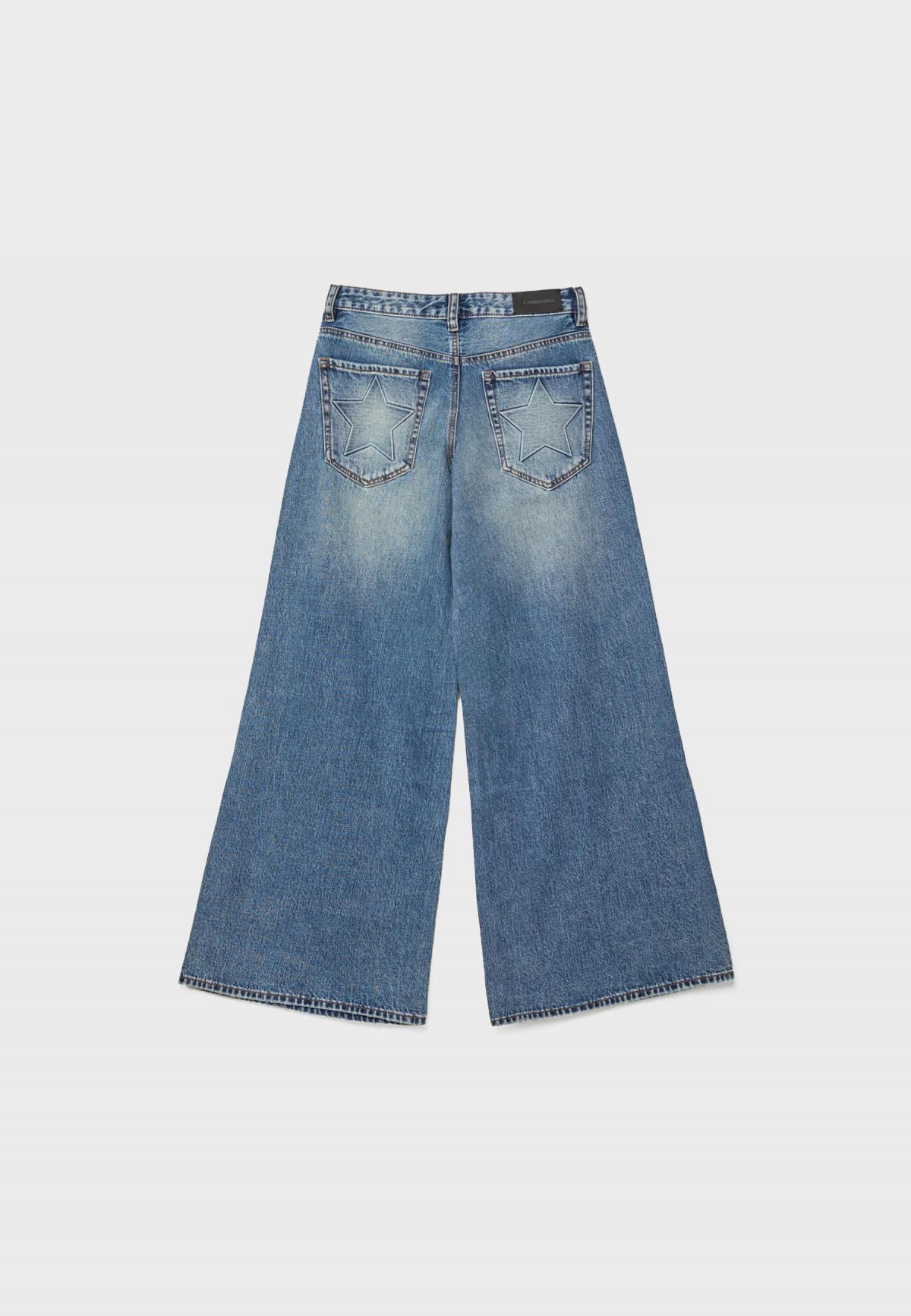스트라디바리우스 Y2K 데님 로우웨이스트 와이드핏 청바지 4860/881 MEDIUM BLUE DENIM - 상세 이미지 3