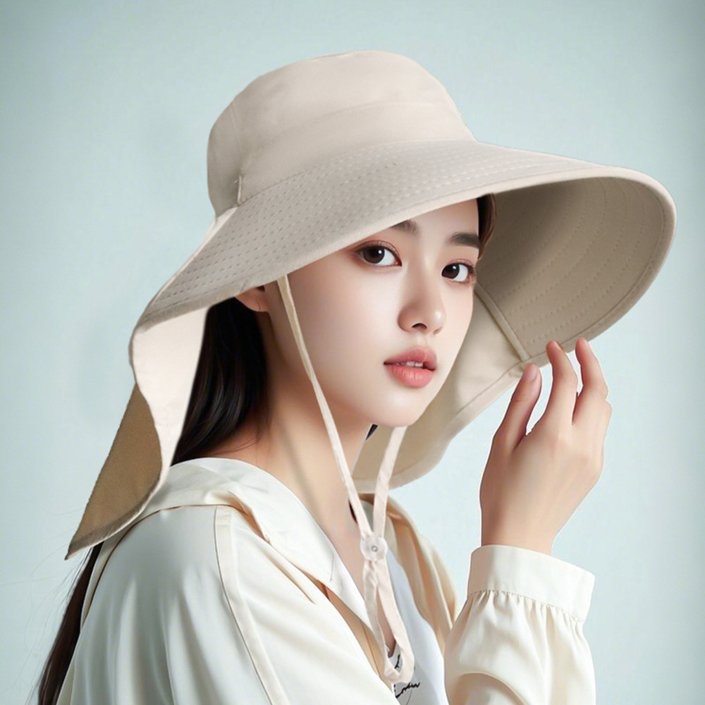 차양막모자선캡 목가리는 뒷목가리는모자 성인플랩캡 창넓은캐디 해가림 썬바이저 자외선차단 - 상세 이미지 2