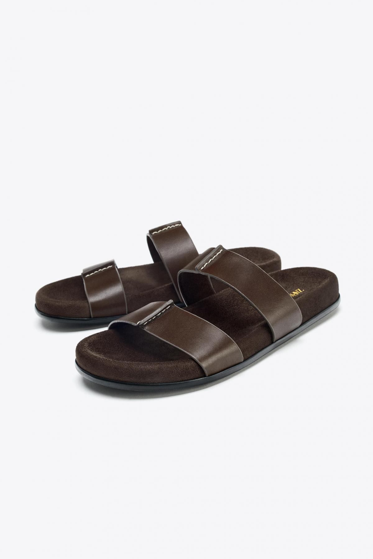자라 미니멀 더블 스트랩 레더 샌들 1628/610 CHOCOLATE BROWN - 상세 이미지 3