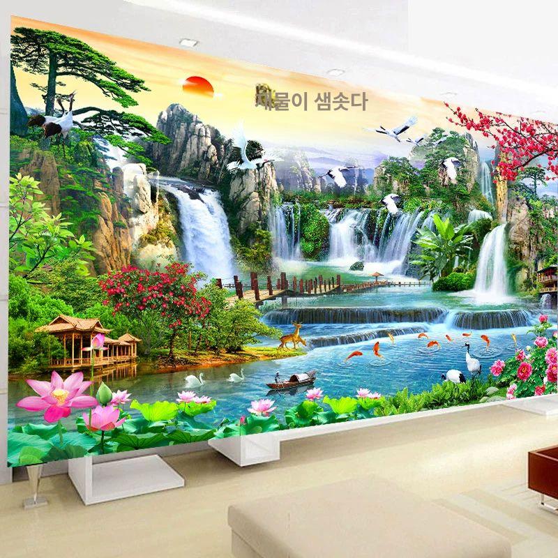 보석십자수 폭포 풍경 키트 인테리어 대형 선물사이즈 비정형 다이아몬드 큐브 180x90cm - 상세 이미지 2