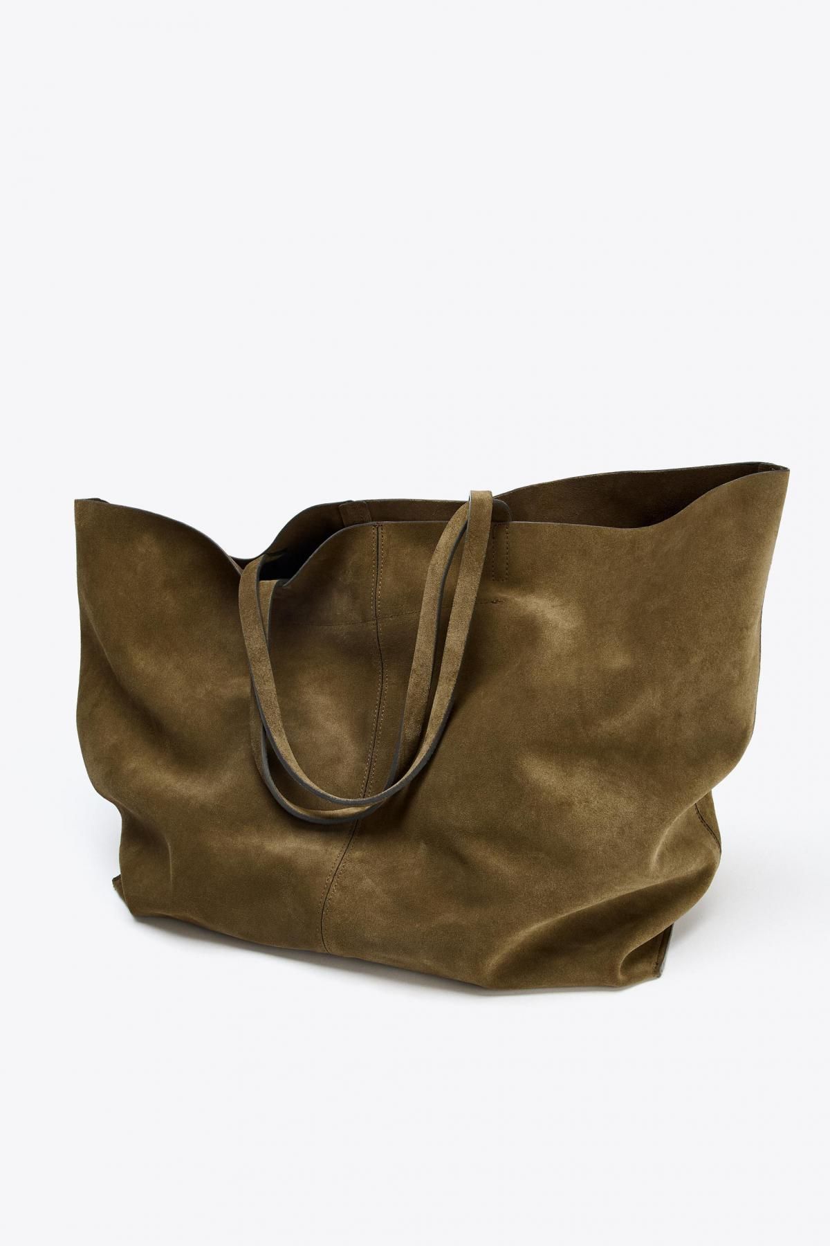자라 스웨이드 맥시 토트백 6029/610 KHAKI GREEN - 상세 이미지 4