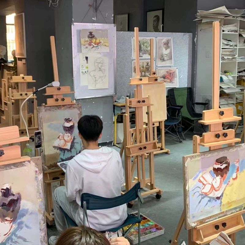 전문가용 이동형 이젤 다용도 디스플레이 학교 보관함 유화 액자 전시용 비치목원목색 평면 - 상세 이미지 4