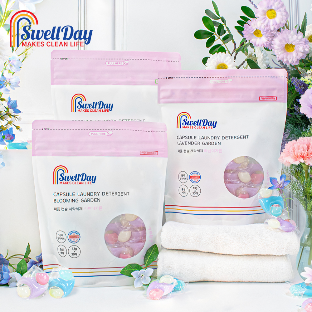 스웰데이 16주 향기지속 퍼퓸 캡슐세제 올인원 대용량 고농축 세탁세제 라벤더향 90개