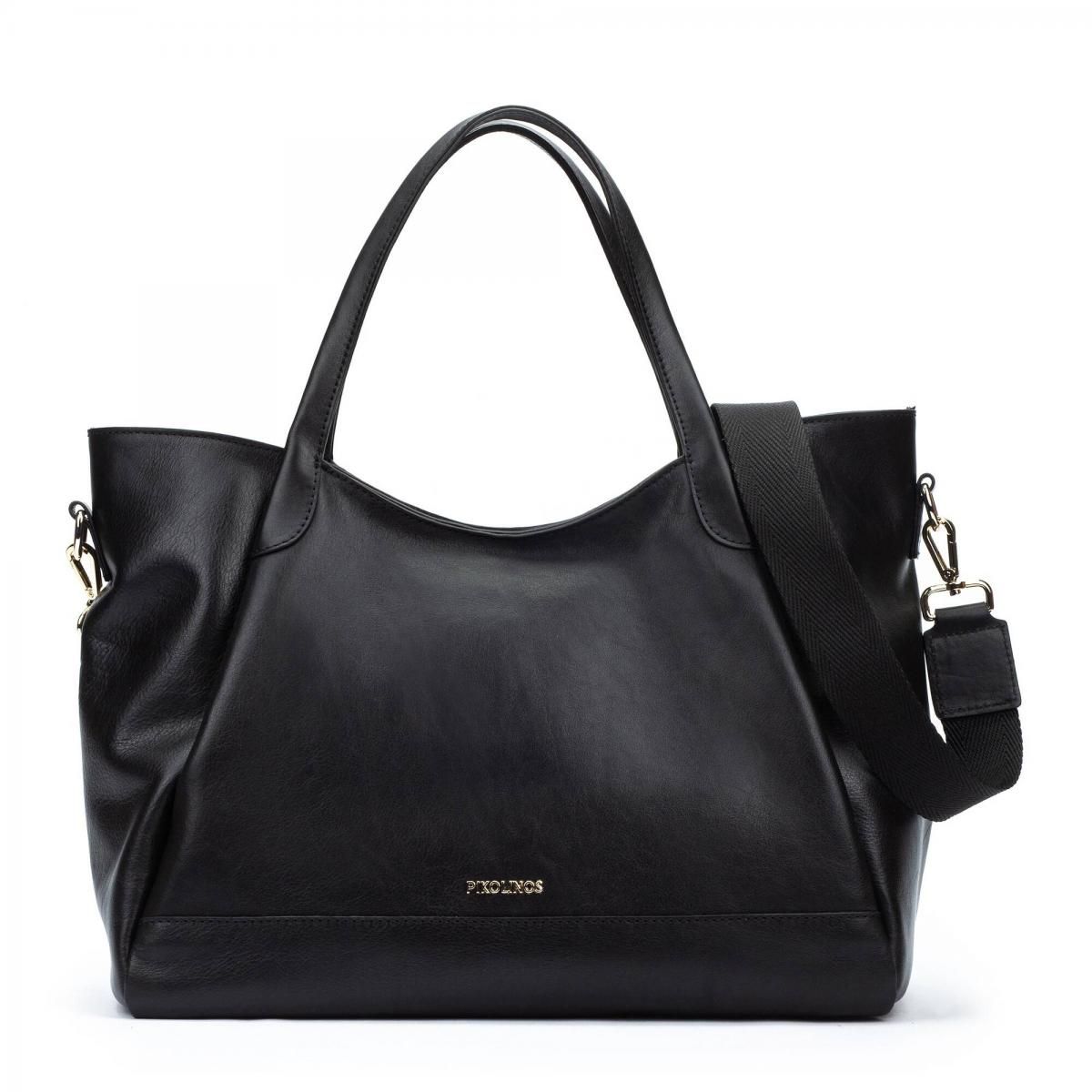피콜리노스 블랙 베이직 레더 토트백 ARES WHA-373C1 BLACK - 메인 이미지