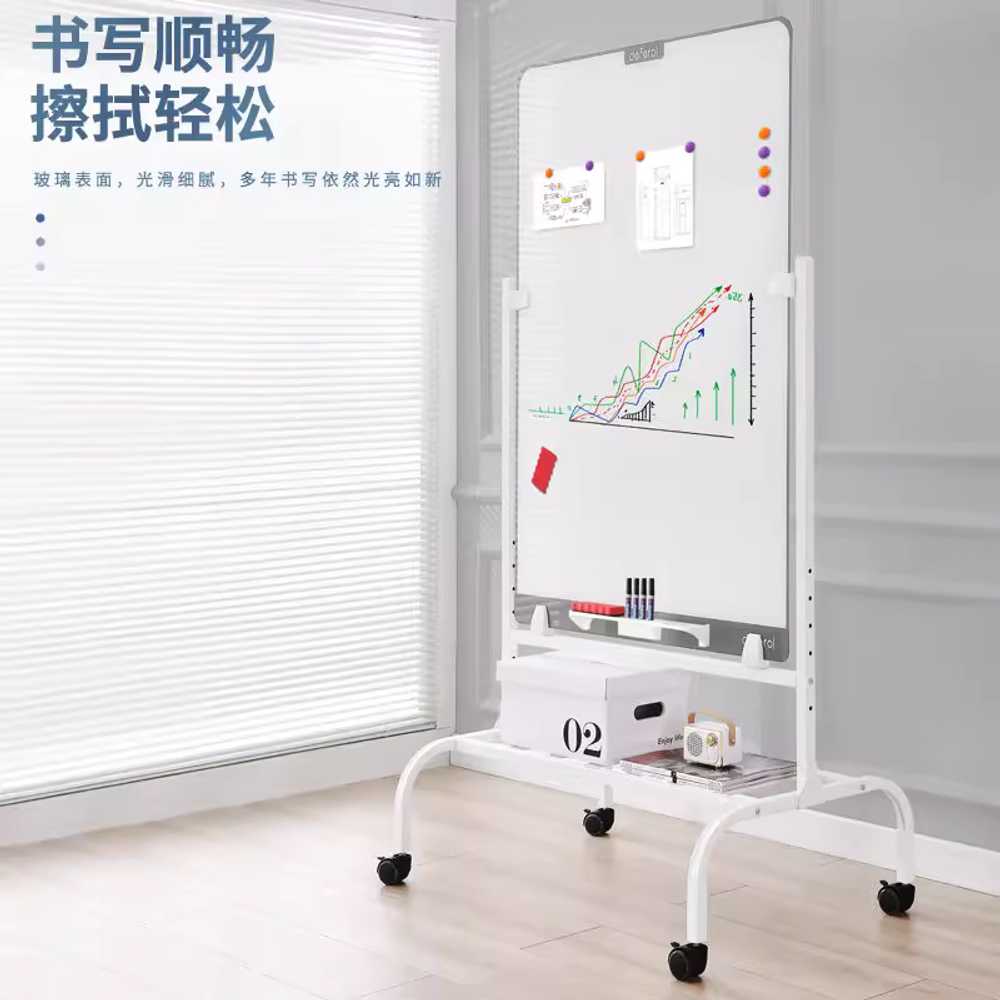 스탠드 화이트보드 자석 받침대 이동식 스케줄 이젤 70x100cm 주황 보드+선반 - 상세 이미지 3