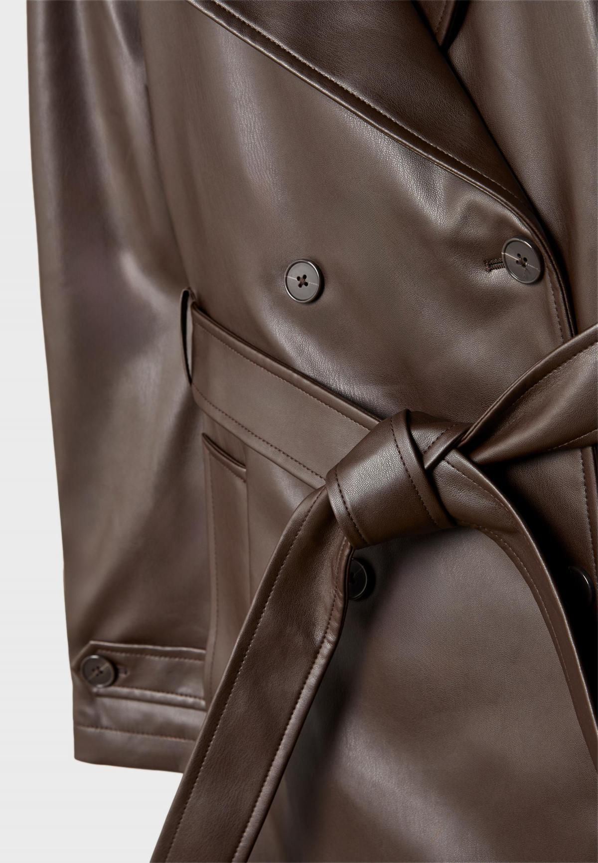 스트라디바리우스 페이크레더 더블 롱 벨트 트렌치코트 5802/638 BROWN - 상세 이미지 2