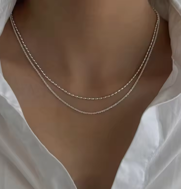 라이스 담수진주 테니스 목걸이 925 스털링 실버 스파클링 이태리 눈꽃체인 초커 은목걸이 - 상세 이미지 3