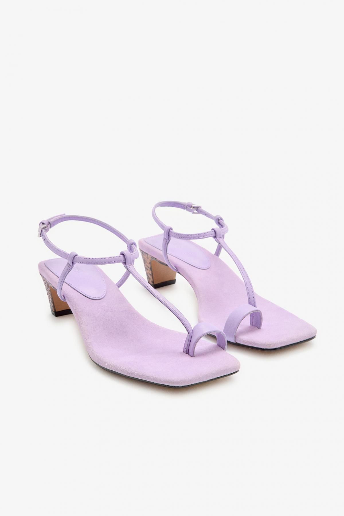 자라 스플릿 스웨이드 스트랩 5cm 힐 샌들 4305/510 MAUVE PURPLE - 상세 이미지 5