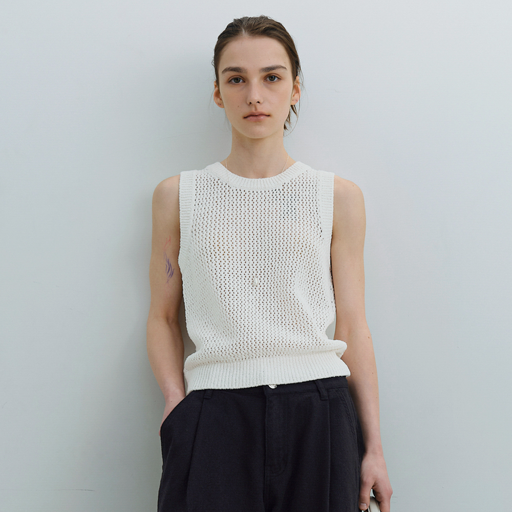 [블루브릭] Net sleeveless knit (ivory) - 상품 이미지