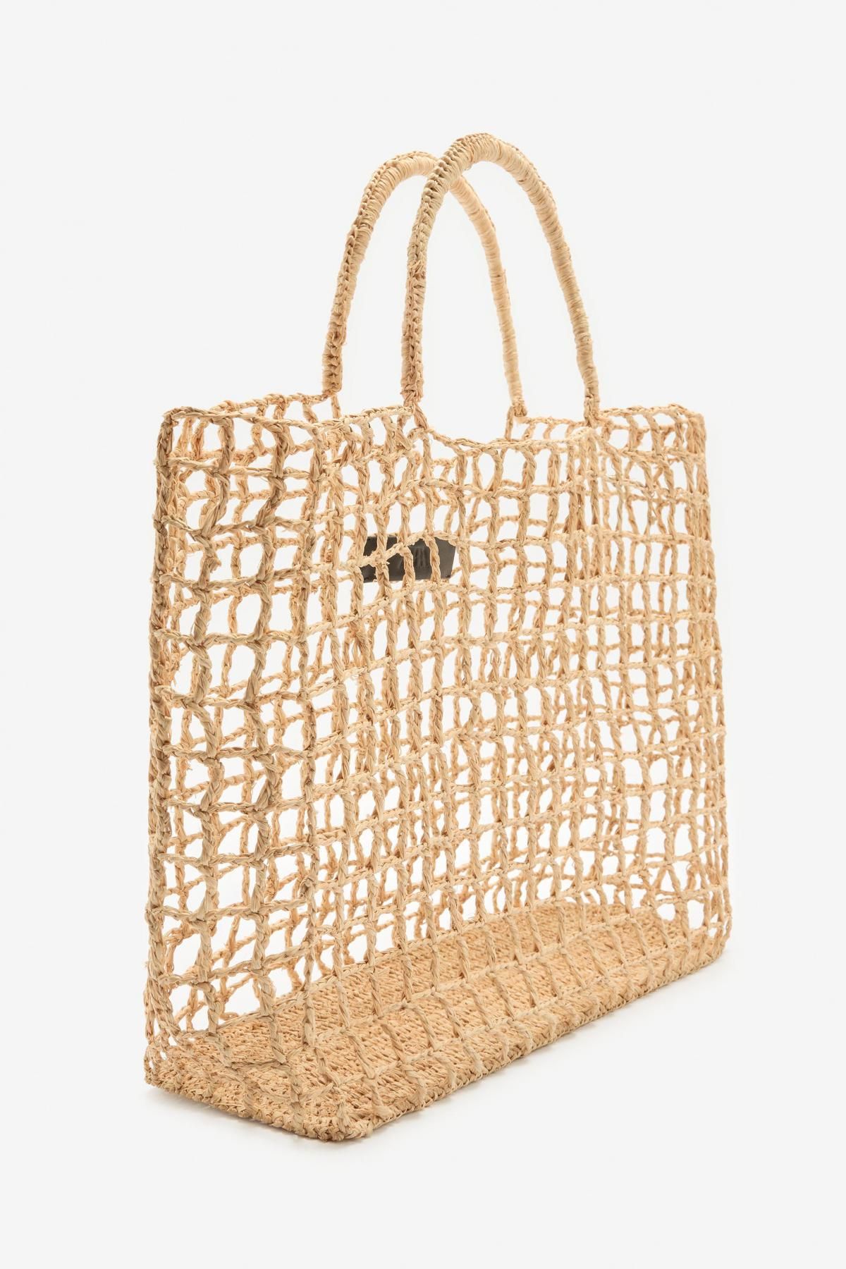 자라 라탄 내추럴 라피아 매쉬 맥시 토트백 6021/610 LIGHT BEIGE - 상세 이미지 3