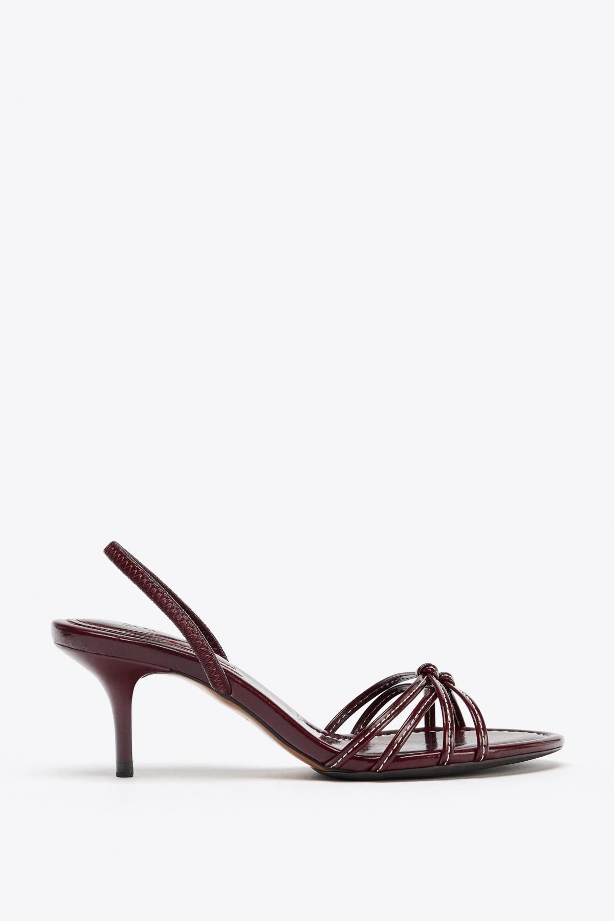자라 트렌디 스티치 스트랩 스틸레토 힐 샌들 2302/610 BURGUNDY RED - 메인 이미지