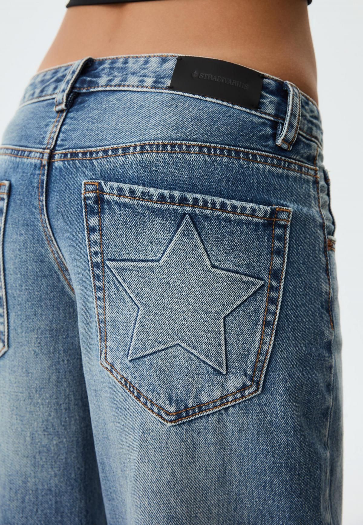 스트라디바리우스 Y2K 데님 로우웨이스트 와이드핏 청바지 4860/881 MEDIUM BLUE DENIM - 상세 이미지 5
