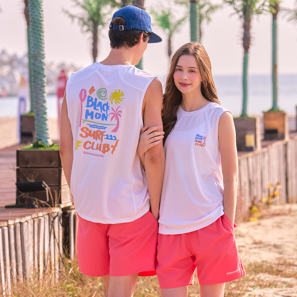 블랙몬스터핏 서핑나시 래쉬가드 남성 여성 커플 민소매 빅사이즈 루즈핏 수영복상의