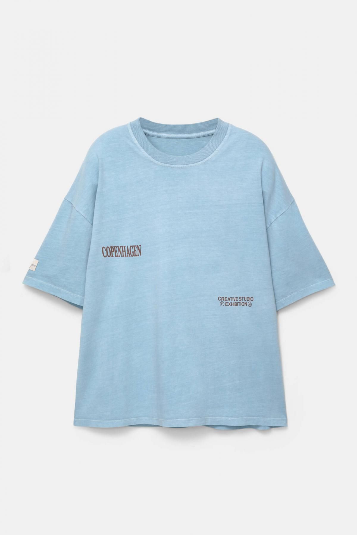 풀앤베어 오버사이즈 그래픽 블루 반팔 티셔츠 코튼 7151/349 PASTEL BLUE - 상품 이미지