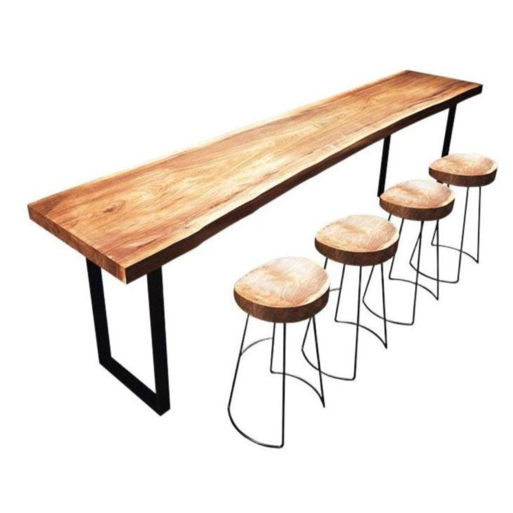카페 바테이블 원목 홈바 우드슬랩 긴 식탁 다이닝 140x45x105cm - 상품 이미지