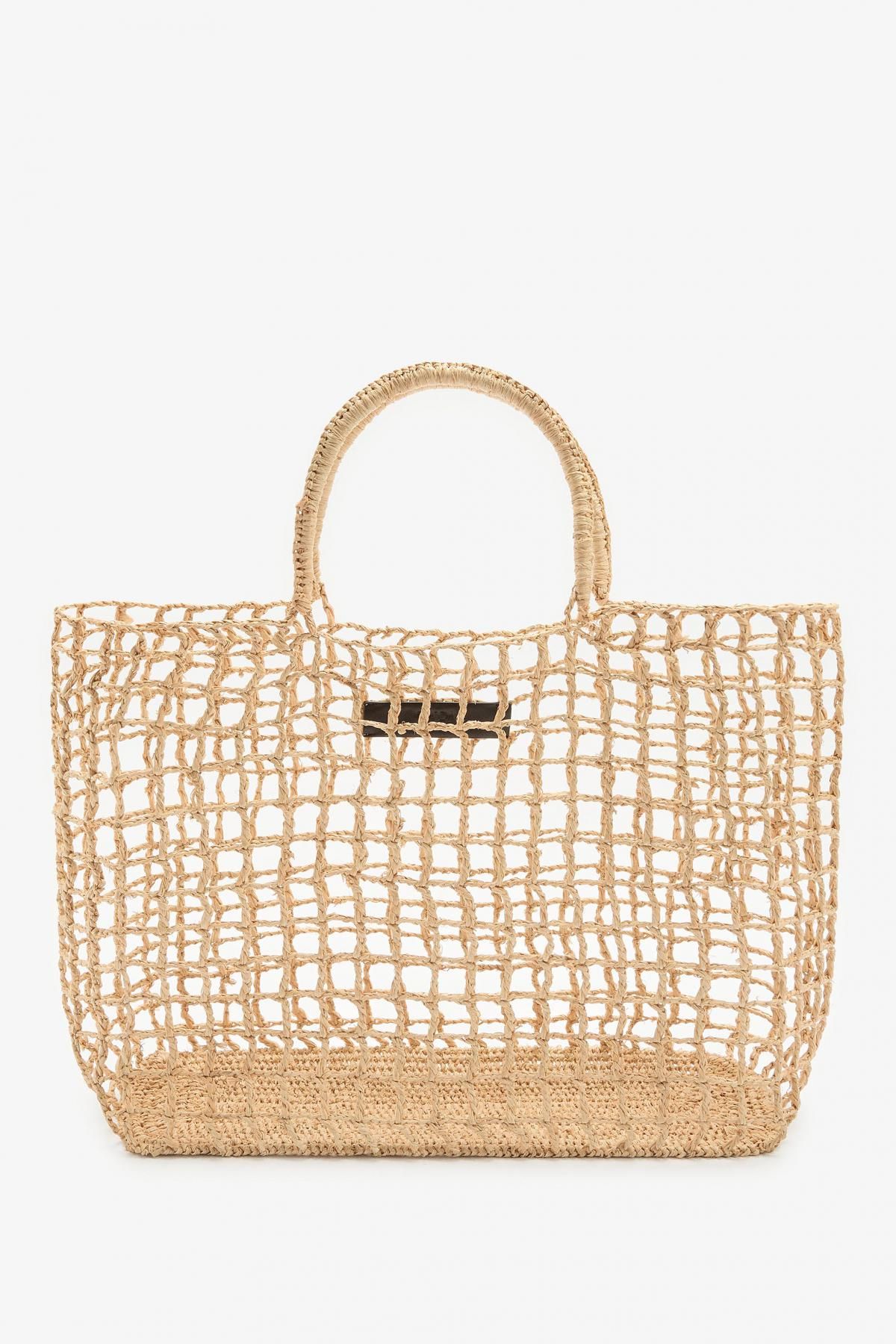 자라 라탄 내추럴 라피아 매쉬 맥시 토트백 6021/610 LIGHT BEIGE - 메인 이미지
